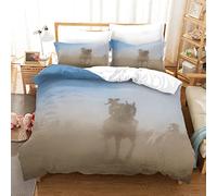 GSKOQD Set Di Biancheria Da Letto Di 3D Corse Di Cavalli Nei Pascoli Set Copripiumino In Microfibra Per Letto Singolo Matrimoniale King Con Chiusura E Federa A Cerniera 200X200Cm, Ultra Morbido