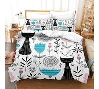 GSKOQD Set Di Biancheria Da Letto Di 3D Gatto Nero Stampa Digitale, 3 Pezzi In Microfibra Con Chiusura E Federa A Cerniera Set Copripiumino Matrimoniale 260X240Cm, Ultra Morbido