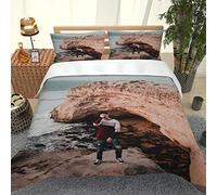 GSKOQD Set Di Biancheria Da Letto Matrimoniale In Microfibra 3 Pezzi, Motivo Personaggio Paesaggio Maschio 3D, Copripiumino Matrimoniale Natalizio 260X240Cm Con 2 Federe, Per Bambini E Adulti, Anal