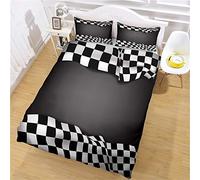 GSKOQD Set Di Biancheria Da Letto Matrimoniale In Microfibra 3 Pezzi, Motivo Quadrato Geometrico Bianco E Nero 3D, Copripiumino Matrimoniale Natalizio 240X220Cm Con 2 Federe, Per Bambini E Adulti,