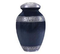 GSM Brands Urna funebre per cenere umana adulta (capacità extra large), realizzata a mano, con sorprendente design blu, 34 cm di altezza x 19 cm di larghezza
