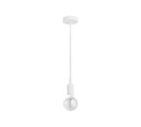 GSO080- PENDENTE FLIP CAVO IN STOFFA E ROSONE BIANCO SATINATO 1 LUCE ATTACCO E27 D.4,6CX6,9M