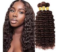 Gsoroel 24 26 28 Inch Deep Wave Parrucche Capelli Veri Bundles Human Hiar Unprocessed Brazilian Virgin Human Hair Extensions #4 Chocolate Brown Bundle With Minimal Shedding For Women