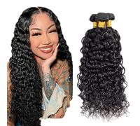 Gsoroel 26 28 30 Inch Water Wave Parrucche Capelli Veri Bundles Human Hiar Unprocessed Brazilian Virgin Human Hair Extensions 1B Natural Black Bundle With Minimal Shedding For Women