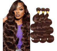 Gsoroel Body Wave Bundles Human Hiar Unprocessed Brazilian Virgin Human Hair Extensions #4 Chocolate Brown Capelli Umani Bundle With Minimal Shedding For Women 18 20 22 Inch