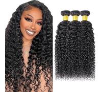 Gsoroel Capelli Veri Kinky Curly Bundles Human Hair Extension Brasiliani Virgin Hair No Tangle For Women Unprocessed Capelli Umani Hair 1B Natural Black Color 3 Bundles Total 300g 18 20 22 Inch