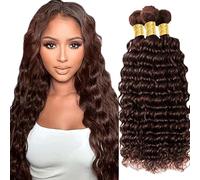 Gsoroel Deep Wave Parrucche Capelli Veri Bundles Human Hiar Unprocessed Brazilian Virgin Human Hair Extensions #4 Chocolate Brown Bundle With Minimal Shedding For Women 22 24 26 Inch