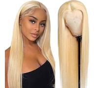 Gsoroel Parrucche Capelli Veri 13x4 Swiss Lace Front Human Hair Wig Straight Glueless Wig #613 Light Blonde Brazilian Virgin Hair Pre Plucked With Natural Hairline 22 Pollice