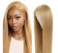 Gsoroel Straight Glueless Wig 13x6 HD Frontal Lace Wig #27 Honey Blonde Swiss Lace Suitable for all skin tones Free Part Wig Brazilian Virgin Human Hair 20 Inch