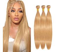 Gsoroel Straight Parrucche Capelli Veri Bundles Human Hiar Unprocessed Brazilian Virgin Human Hair Extensions #27 Honey Blonde Capelli Umani Bundle With Minimal Shedding 28 30 32 Inch
