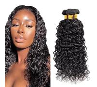 Gsoroel Water Wave Parrucche Capelli Veri Bundles Human Hiar Unprocessed Brazilian Virgin Human Hair Extensions 1B Natural Black Bundle With Minimal Shedding For Women 16 18 20 Inch