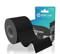 GSPCARE Nastro Kinesiologico, Kinesio Tape Elastico Non Tagliato per Esercizio, Cerotto Kinesiologico Impermeabile Senza Lattice per Recupero Ginocchio Spalla e Gomito, 5 m x 5 cm (1 rotolo, nero)