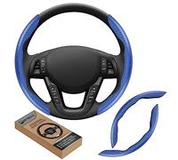GSPSCN Coprivolante universale in fibra di carbonio per auto antiscivolo （36-39cm）, coprivolante a farfalla, protezione antiscivolo per volante segmentato, accessori interni auto (blu)