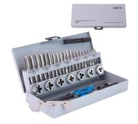 GSR Set maschi e filiere GSR M3-M12 - Kit professionale 32 pezzi HSS-G con maschi a mano, filiere tonde, giramaschi regolabile, portafiliere, calibro filettature e valigetta in metallo