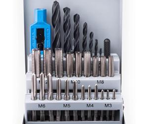GSR Set maschi e punte elicoidali HSS - 30 pezzi M3-M12 | kit filettatura professionale con giramaschi e dima | DIN 352/338 / 1814 | valigetta in metallo