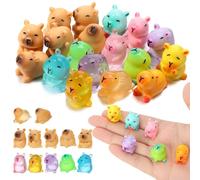 GSrenyu 18 mini capibara in resina, a forma di capibara che si illuminano al buio, statuine in miniatura per giardino, casa delle bambole, paesaggio, decorazione per feste (2 stili)