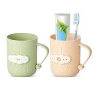 Gsrhzd Bicchiere Porta Spazzolino, 2 Pezzi Riutilizzabile Plastica Porta Spazzolini Bagno, per Bambini, Adulti, Accessori per Il Bagno