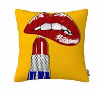 GSRONY Copricuscino labbra pop art, labbra rosse con rossetto, federa, decorazioni per la casa, 18x18 pollici