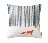 GSRONY Federa per cuscino con volpe, paesaggio bosco invernale, volpe, uccello, decorazione per la casa, 45,7 x 45,7 cm