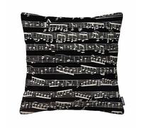 GSRONY Federa per cuscino quadrata con note musicali bianche e nere, 45,7 x 45,7 cm, in cotone e lino