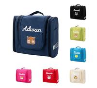 GSTFY Borsa da toeletta personalizzata con animali con nome personalizzato borsa da viaggio organizer impermeabile da appendere con specchio da viaggio palestra vacanze campeggio per ragazzi ragazze
