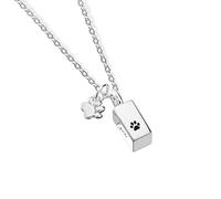GSTFY Collana personalizzata per ceneri, collana personalizzata con 4 lati con testo inciso a forma di zampa, ricordo commemorativo, gioiello funebre per cremazione, regalo per amanti degli animali