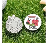GSTFY Marcatori per palline da golf personalizzati, clip magnetica per cappello da golf, clip per cappello da golf con nome, design per golf cart marcatori per il giorno del gioco, eventi in discoteca