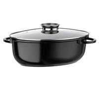 GSW 410571 Gourmet Ceramica pirofila a induzione XL ovale con coperchio in vetro aromatico 38x25cm/circa 8,5 litri, fusione di alluminio, maculato nero, 38 cm, 4 unità
