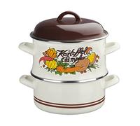 GSW 565059 per lessare Le Patate per lessare Le Patate Smaltata con Coperchio, 18 cm, Beige con Decorazioni smaltate, 32 x 19,5 x 22,5 cm, 3 unità