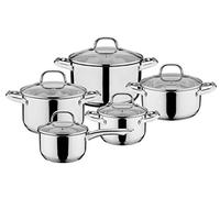 GSW 806787 Batterie en Inox Massif 10pcs - Faitouts 16, 20 et 24cm - marmite 20cm - casserole 16cm - tous feux dont induction