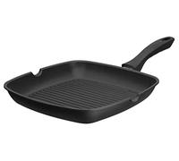 GSW Grillmeister 413251 - Bistecchiera con 2 beccucci, con fondo per barbecue, in alluminio, 28 x 28 cm, colore: Nero