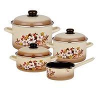 GSW Madeira 243155-Set di 4 pentole, Beige con Decorazioni, 24 cm, 7 unità