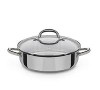 GSW Montreal 990066 - Padella con Coperchio in Vetro, in Acciaio Inox, 38 x 25,5 x 12 cm, Colore: Argento