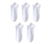 GSXLZ Corti Invisibili Calze 5 paia di calzini da uomo in fibra di bambù sottili, corti, casual, traspiranti, antibatterici, alla caviglia, for primavera ed estate(White)