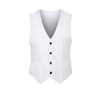 GSXLZ Gilet Da Completo Gilet da uomo di marca, slim fit, con scollo a V, stile coreano, elegante, da uomo, formale, da lavoro, da matrimonio(White,5XL)