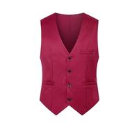 GSXLZ Gilet Da Completo Gilet da uomo di marca, slim fit, con scollo a V, stile coreano, elegante, da uomo, formale, da lavoro, da matrimonio(Wine Red,3XL)