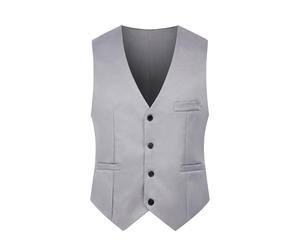 GSXLZ Gilet Da Completo Gilet da uomo di marca, slim fit, con scollo a V, stile coreano, elegante, da uomo, formale, da lavoro, da matrimonio(Grey,2XL)