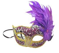 GSXLZ Maschera Di Piume Maschere di piume, maschere a mezzo volto, maschere for feste, matrimoni, principesse, balli in maschera, Halloween(Purple Long feather)