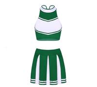 GSXLZ Vestito Cheerleader Donna Set di costumi da cheerleader for donne, uniformi da cheerleader, for ragazze della scuola, abiti da cheerleader, for spettacoli sportivi.(Green,XXL)