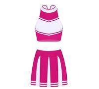 GSXLZ Vestito Cheerleader Donna Set di costumi da cheerleader for donne, uniformi da cheerleader, for ragazze della scuola, abiti da cheerleader, for spettacoli sportivi.(Pink,XXL)