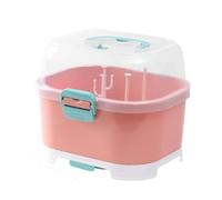 Gsycle Contenitore per Scolabiberon, Contenitore per Posate per Allattamento con Coperchio, Contenitore per Biberon con Scolapiatti per Organizer per Armadietto(Rosa)