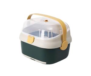 Gsycle Contenitore per Scolabiberon, Contenitore per Posate per Allattamento con Coperchio, Contenitore per Biberon con Scolapiatti per Organizer per Armadietto(Bianco)