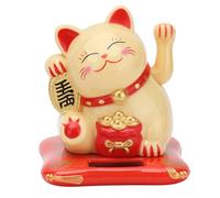 Gsycle Gatto Portafortuna, Maneki Neko Gatto Che Saluta Gatto Fortunato Giapponese Bianco con Braccio Che Agita Gatto della Fortuna Ad Energia Solare Buona Fortuna Ricchezza Gatto di Benvenuto(Oro)