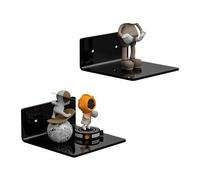 Gsycle Mensola sospesa piccola in acrilico da 2 pezzi, mensole da parete trasparenti montate a parete Mensola espositiva in acrilico con adesivo per soggiorno, camera da letto, ufficio (Nera)