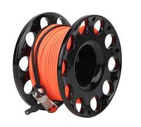 Gsycle Mulinello da dito per immersione subacquea 30 m, accessorio subacqueo in plastica da 98 piedi, linea arancione con clip a doppia estremità in acciaio inossidabile per immersioni (ruota nera)