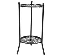 Gsycle Supporto per Piante, Portavasi per Piante Scaffale per Piante in Metallo Portavaso per Fiori Scaffale per Fioriera Alto a 2 Livelli per Giardino con Balcone(Nero)