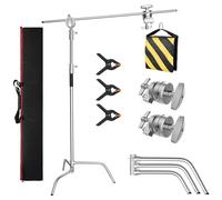 GSYXERGILES Supporto a C resistente, treppiede in acciaio inox con braccio braccio braccio - altezza massima 320 cm per fotografia con supporto da 128 cm per monolight, softbox, riflettore