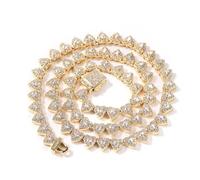 GSZCCZS 14k oro su 925 argento da 7 mm design a cuore Micro-intarsio di gioielli musossaniti, set di collana da tennis in stile hip-hop, fascino accattivante per l'anima romantica, doni di papà
