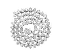 GSZCCZS 14k oro su 925 argento da 7 mm design a cuore Micro-intarsio di gioielli musossaniti, set di collana da tennis in stile hip-hop, fascino accattivante per l'anima romantica, doni di papà