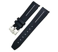 GSZCCZS 18mm 19mm 20mm 21mm 22 mm di orologio in gomma per Omega SXWatch Seamaster Speedmaster Planet Ocean Tissot Tissot Cinta in gomma End (Colore: nero nero, dimensione: 19 mm)